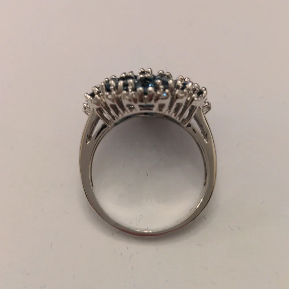 New London Blue Topaz  Silver Plated  Ring.  Size 9 1/2., Genuine, Deep Blue - Picture 5 of 9